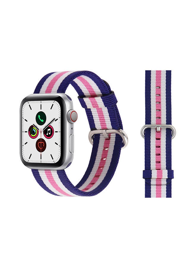 NIBEMINENT Round Buckle Nylon Replacement Band For Apple Watch Series 5/4/3/2/1 Pink Stripe