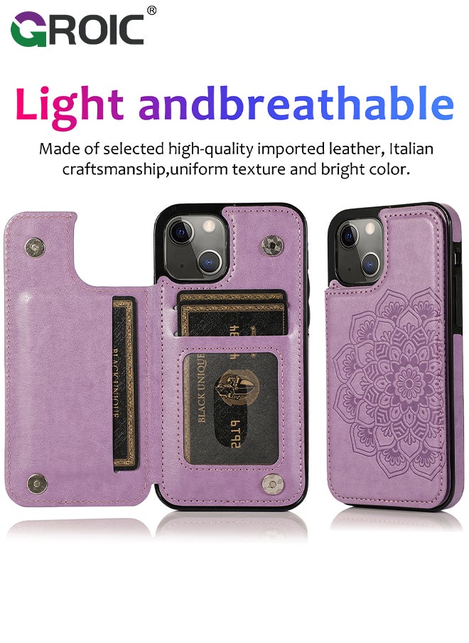 GROIC Design for iPhone 15 6.1 Inch Wallet Case with Card Holder, PU Leather Kickstand Card Slots Back Flip Case, Double Magnetic Clasp Shockproof Cover Stand Kickstand Flip Protective Cover  - Image 2