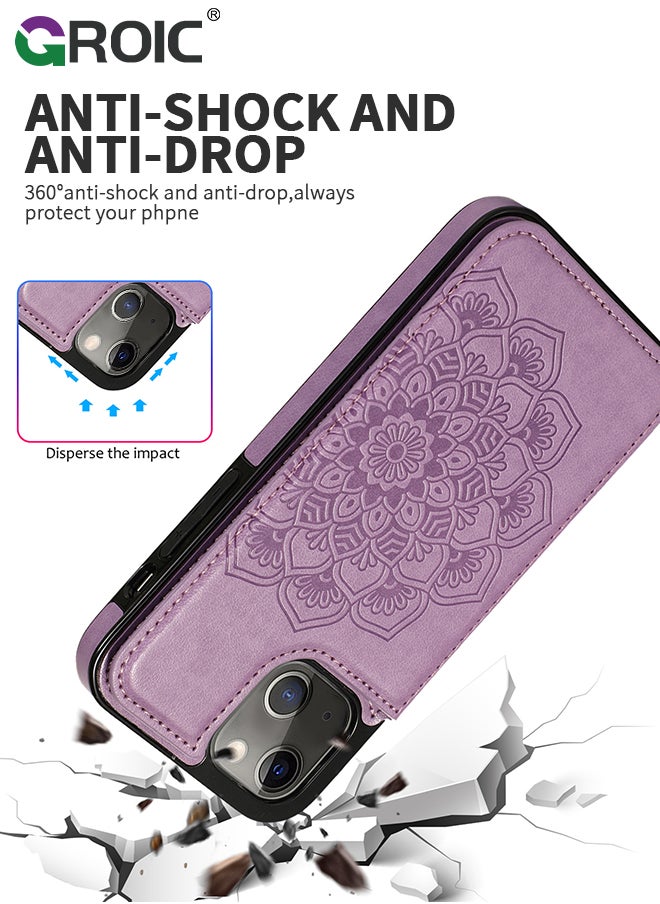 GROIC Design for iPhone 15 6.1 Inch Wallet Case with Card Holder, PU Leather Kickstand Card Slots Back Flip Case, Double Magnetic Clasp Shockproof Cover Stand Kickstand Flip Protective Cover  - Image 5