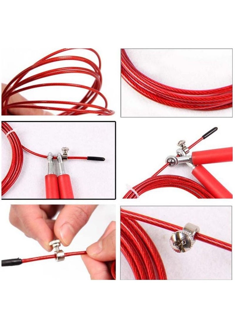 POVIT AT552 Adjustable Steel Wire Jump Rope Aluminium Handles - Black/Red