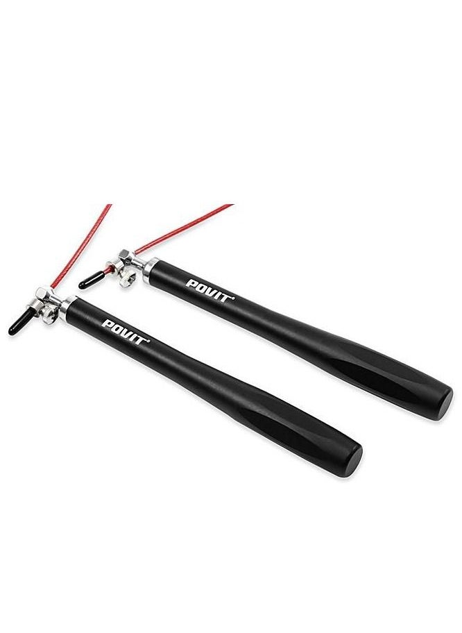 Generic POVIT AT552 Adjustable Steel Wire Jump Rope Aluminium Handles - Black/Red  - Image 4