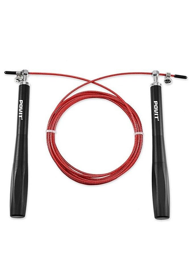 Generic POVIT AT552 Adjustable Steel Wire Jump Rope Aluminium Handles - Black/Red  - Image 3