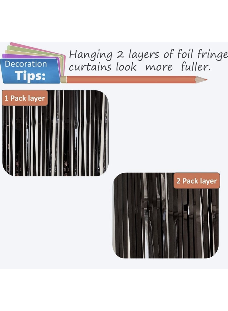 بوكسوودس ستائر خلفية ذات أهداب من رقائق معدنية باللون الأسود والبرتقالي الأرجواني - Image 4