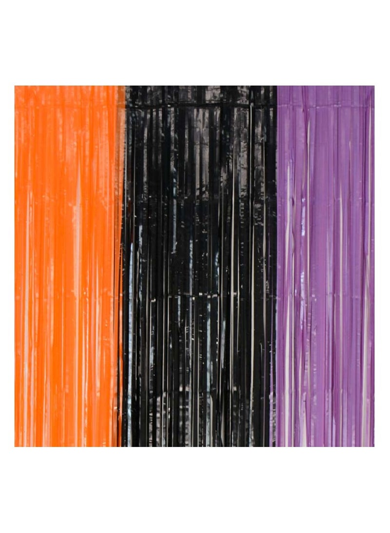 بوكسوودس ستائر خلفية ذات أهداب من رقائق معدنية باللون الأسود والبرتقالي الأرجواني - Image 1