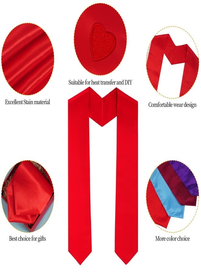 Tongcloud 5pcs 70 Inch Unisex Graduation Stole Sash Adult Plain Graduation Honor Satin Stole for Men Women Red - Image 3