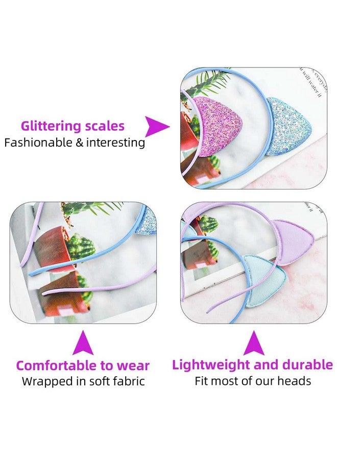yuntop 12 Pack Glitter Headbands with Sequin Cat Ears for Girls and Women - Cute Hair Accessories for Daily Wear and Party Decoration (Multicolor) - Image 4