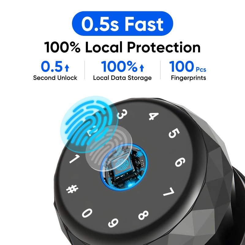 Mypin Smart Door Knob Fingerprint Door Lock with Keypad, Keyless Entry Deadbolt for Front Door, Smart Auto Lock Deadbolt with Phone/Watch App Control, Biometric Fingerprint Gate Knob with 6 Ways to Unlock - Image 4