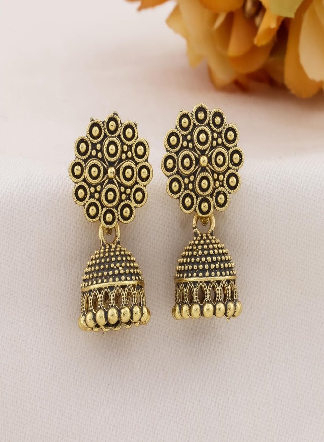 DEW MAT Traditional Jhumki Earrings, Multicolour Brass and Zinc, Small Size - Image 5