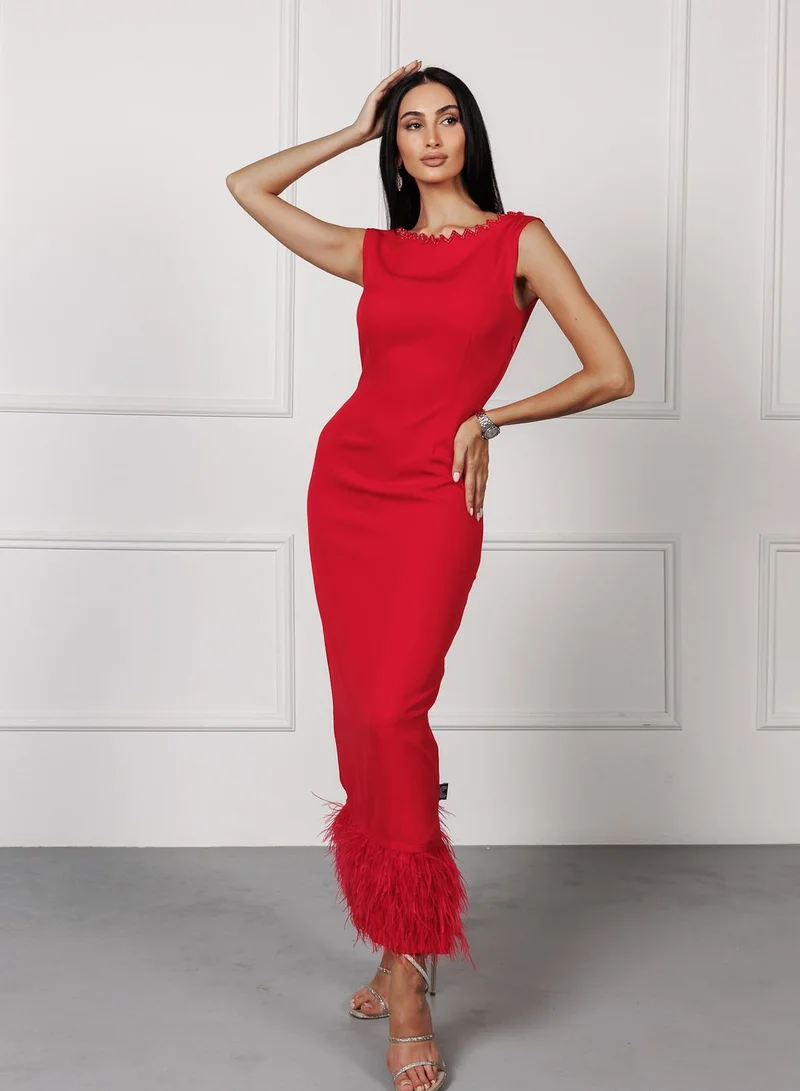 clemantra Fringe Hem Knitted Dress