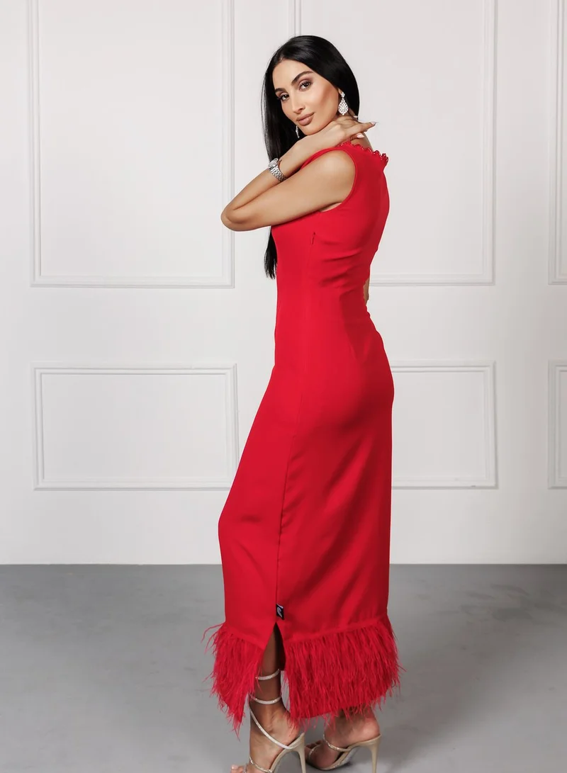 clemantra Fringe Hem Knitted Dress
