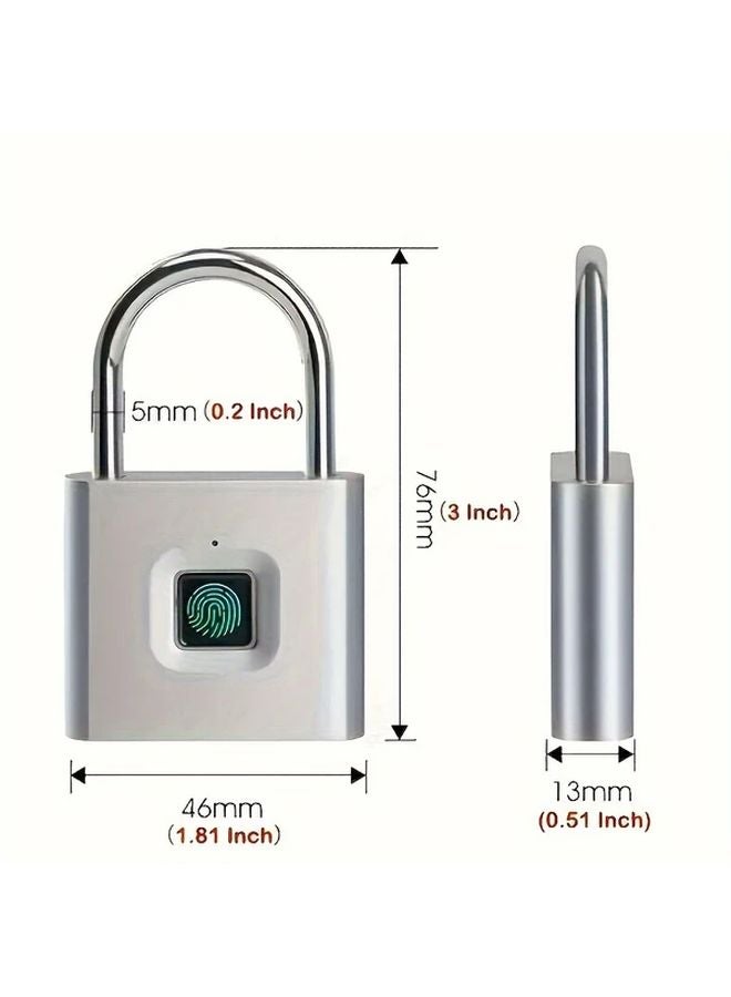 قفل محمول أسود ذكي ببصمة الإصبع، قفل مقاوم للسرقة بدون مفتاح مع شحن عبر USB للأمتعة - Image 3