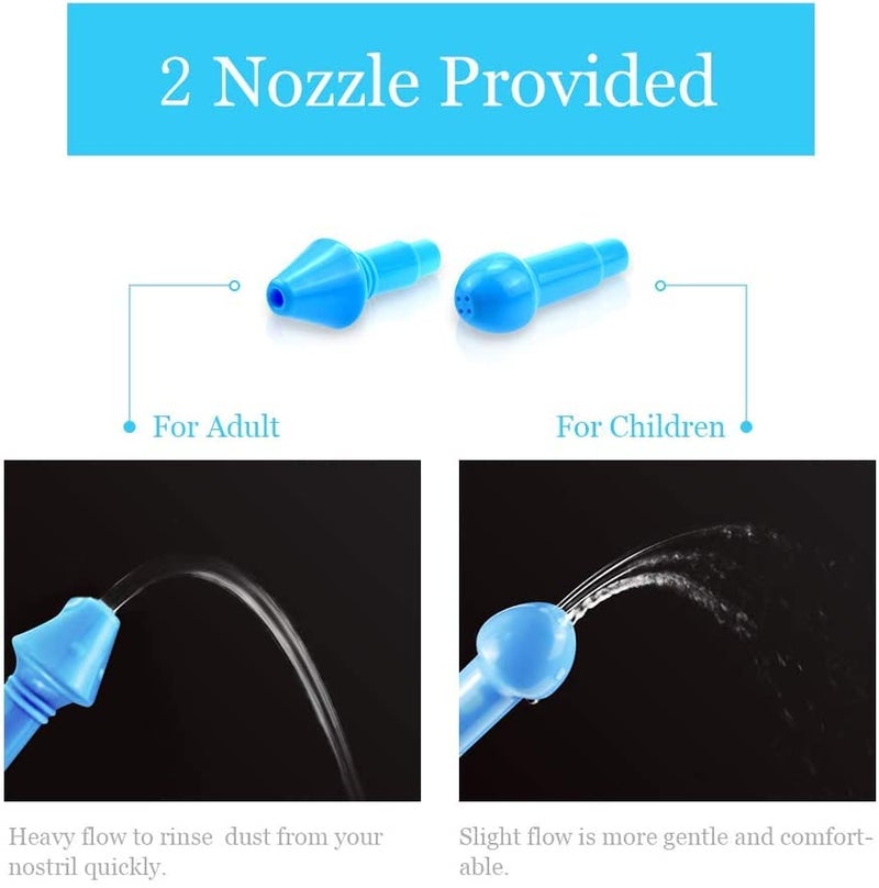 waterpulse وعاء نتّي ووتر بلس لشطف الجيوب الأنفية، زجاجة غسل الأنف، زجاجة شطف الجيوب الأنفية مع ضغط الري، وعاء نتّي مع ملصق ترمومتر للبالغين والأطفال (300 مل مع 30 عبوة ملح لغسل الأنف، أزرق) - Image 4