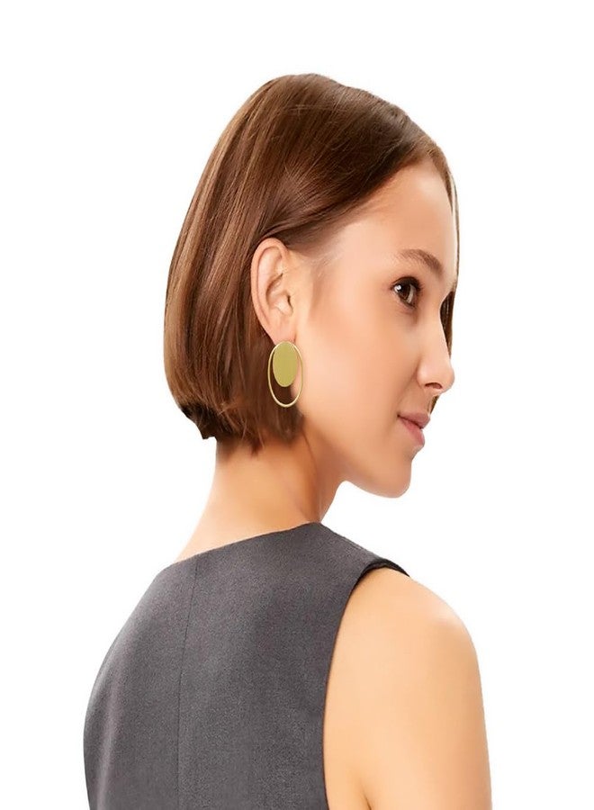 Vientiq Demi-Fine Jewelry Gold Layered Anti-Tarnish Circle Drop Earrings - Image 3