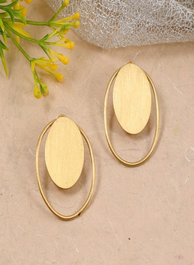 Vientiq Demi-Fine Jewelry Gold Layered Anti-Tarnish Circle Drop Earrings - Image 2