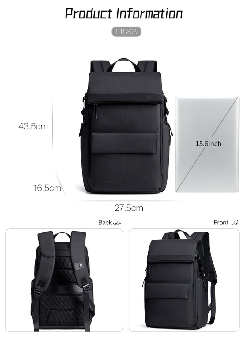 ARCTIC HUNTER Business Travel Laptop Backpack,  Durable Office Work Back Bag with Laptop and Tablet Compartment for Men, Black  - Image 3