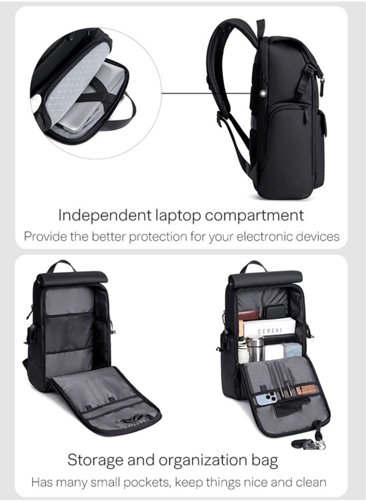ARCTIC HUNTER Business Travel Laptop Backpack,  Durable Office Work Back Bag with Laptop and Tablet Compartment for Men, Black  - Image 4