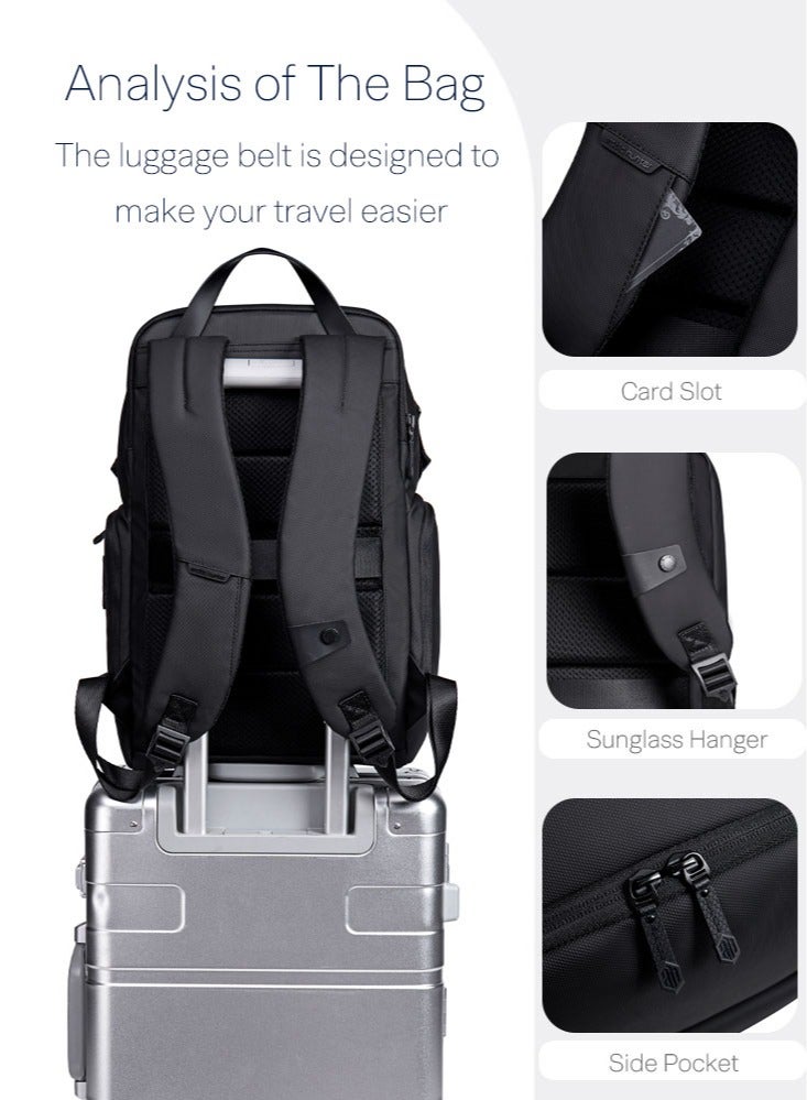 Business Travel Laptop Backpack,  Durable Office Work Back Bag with Laptop and Tablet Compartment for Men, Black