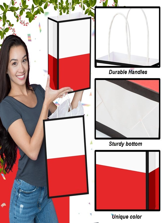 Marspark 24 Pieces Cartoon Animation Gift Bag Bulk Red and White Treat Bags with Handle Pocket Kraft Tote Cartoon Party Favor Decorations Animation Birthday Party Supplies - Image 4