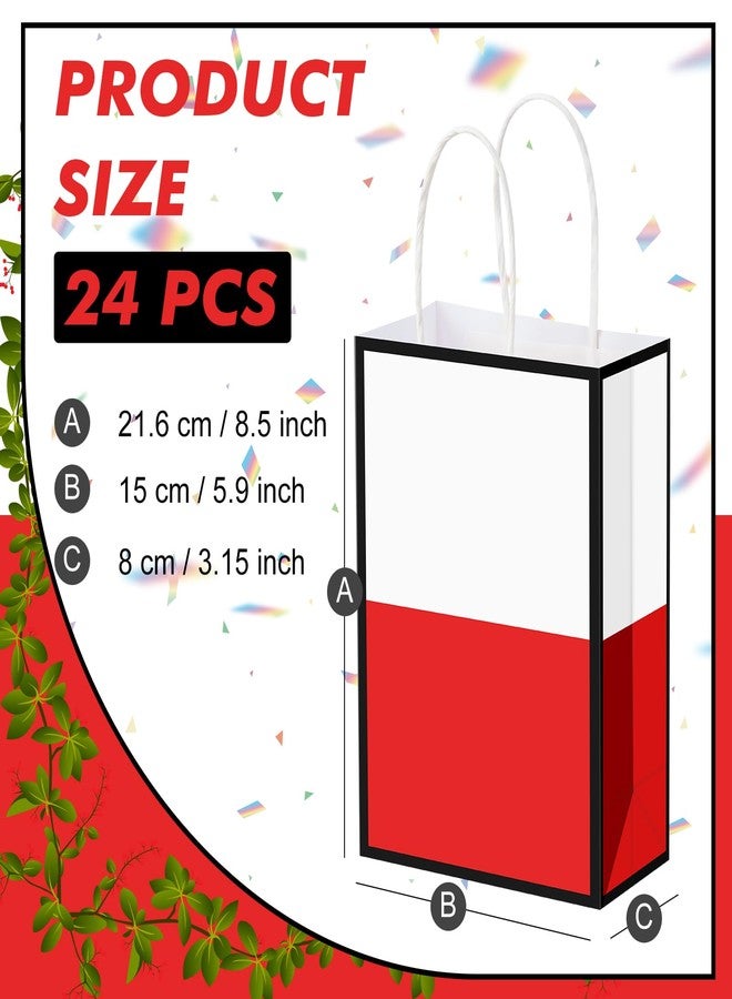 Marspark 24 Pieces Cartoon Animation Gift Bag Bulk Red and White Treat Bags with Handle Pocket Kraft Tote Cartoon Party Favor Decorations Animation Birthday Party Supplies - Image 2