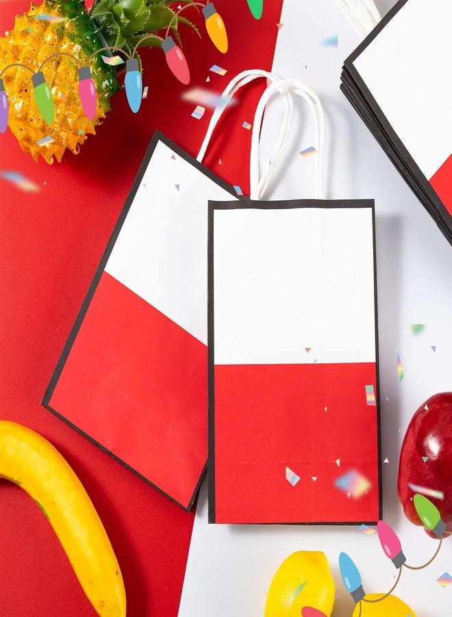 Marspark 24 Pieces Cartoon Animation Gift Bag Bulk Red and White Treat Bags with Handle Pocket Kraft Tote Cartoon Party Favor Decorations Animation Birthday Party Supplies - Image 5