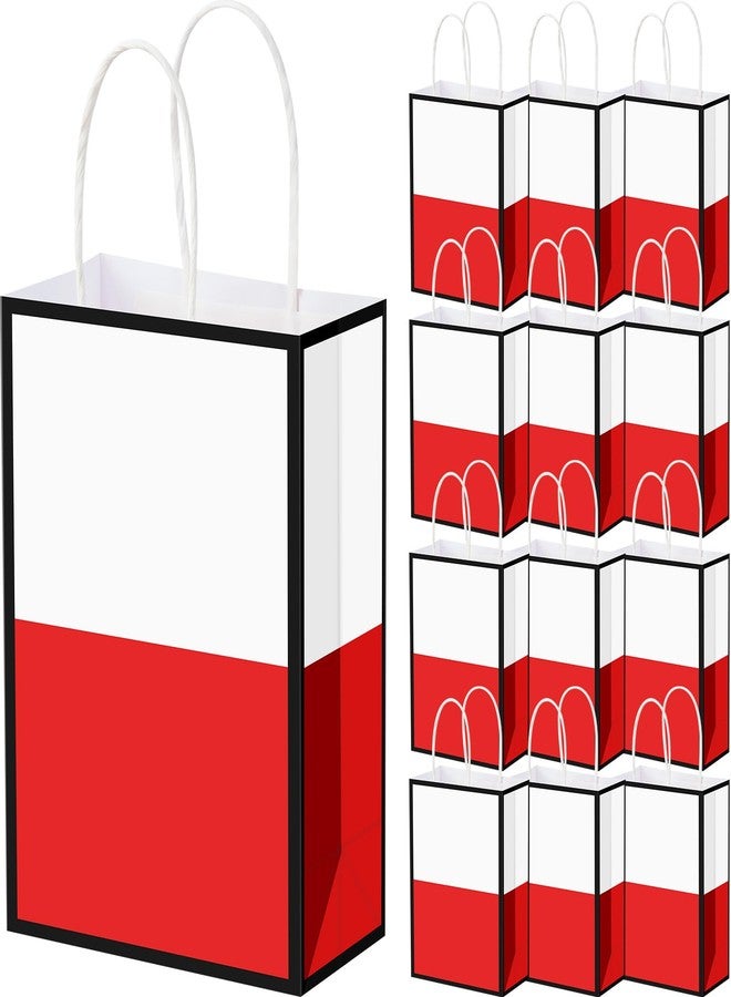 Marspark 24 Pieces Cartoon Animation Gift Bag Bulk Red and White Treat Bags with Handle Pocket Kraft Tote Cartoon Party Favor Decorations Animation Birthday Party Supplies - Image 1