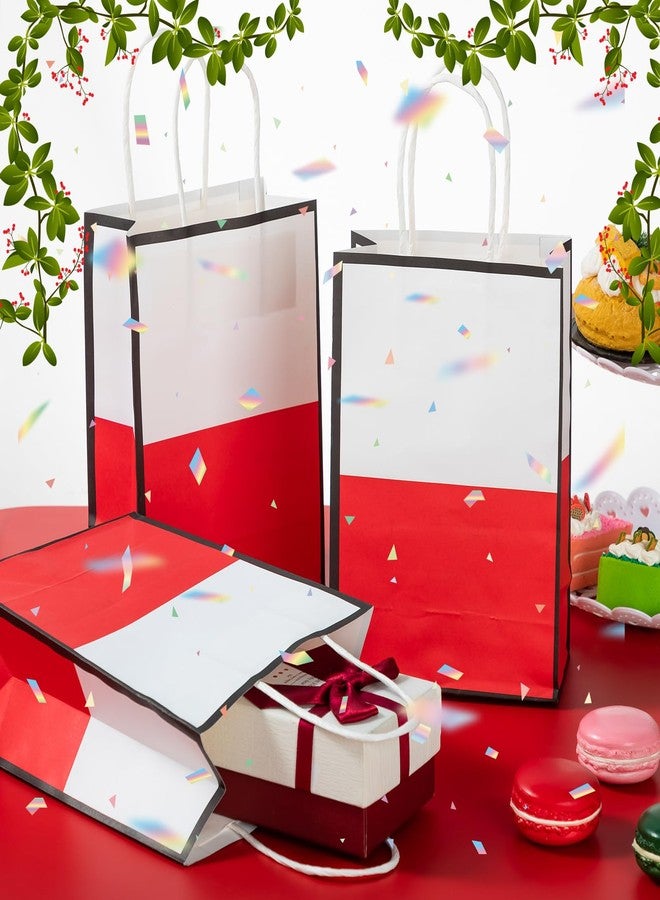 Marspark 24 Pieces Cartoon Animation Gift Bag Bulk Red and White Treat Bags with Handle Pocket Kraft Tote Cartoon Party Favor Decorations Animation Birthday Party Supplies - Image 3