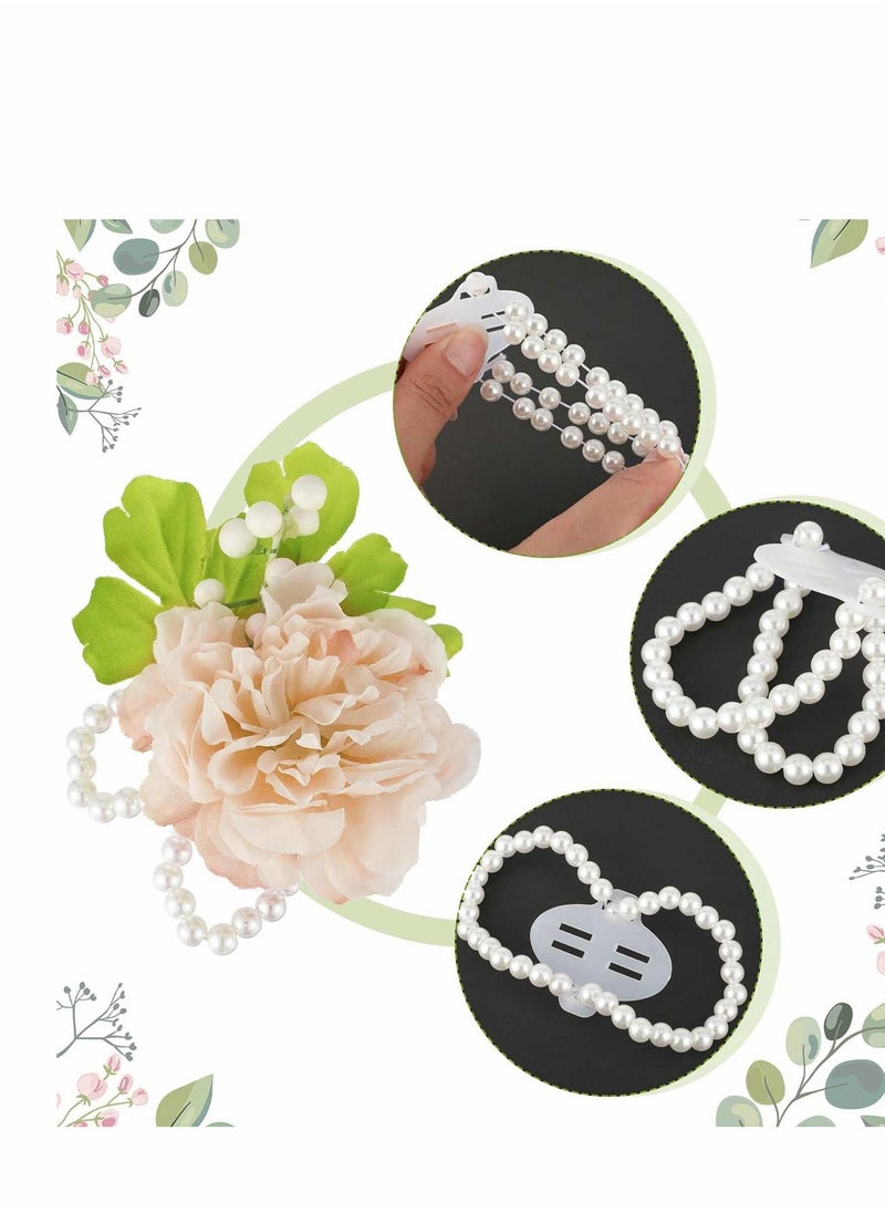 Excefore - Elastic Pearl Wrist Corsage Bands Wristlets, 8 Pcs Stretch Wedding Wristband Faux Bead Accessories Bracelets for Party Prom Bride Bridesmaid Handmade - Image 1