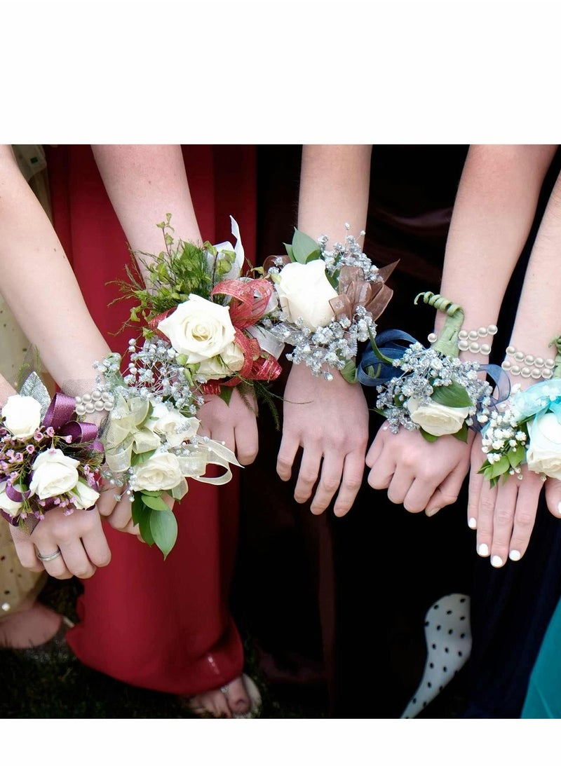 Excefore - Elastic Pearl Wrist Corsage Bands Wristlets, 8 Pcs Stretch Wedding Wristband Faux Bead Accessories Bracelets for Party Prom Bride Bridesmaid Handmade - Image 1
