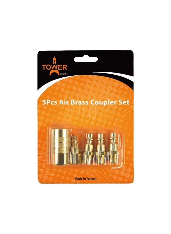 Tower tools 5pcs Air Brass Coupler Set - Quick Connect Air Fitting Kit - Image 1