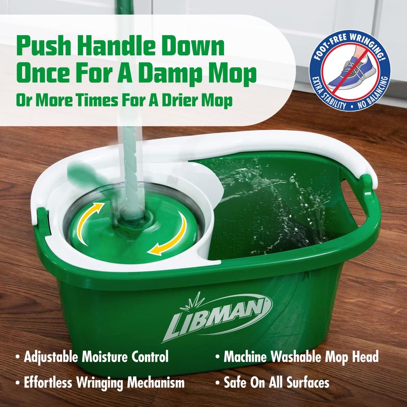 Libman Commercial Libman Tornado Spin Mop System | Mop and Bucket with Wringer Set | Mops for Floor Cleaning | 1 Mop Head Included - Image 5