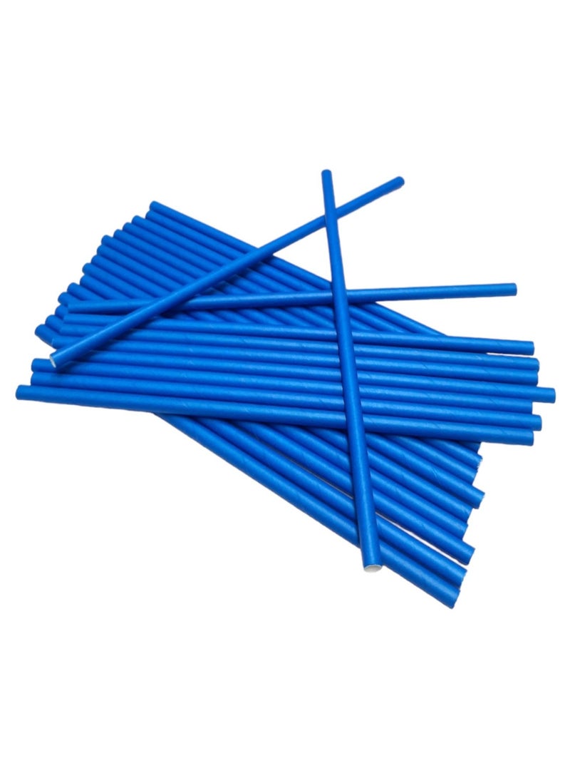 Party Time 25 Pieces Disposable Drinking Paper Straws 6mm Blue Color Party Tableware Supply - Image 2