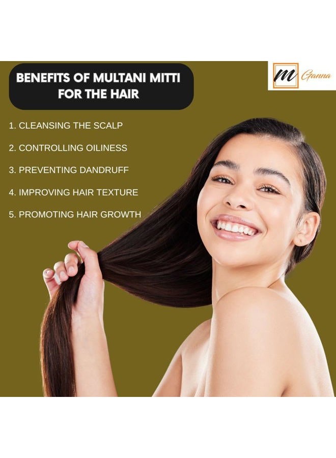 mGanna 100% Pure Natural 2 Lbs Bulk Pack Purified Multani Mitti Mud | Fullers Earth Clay Powder Cosmetic Grade | Natural Face Mask 2 Pounds / 908 GMS - Image 5