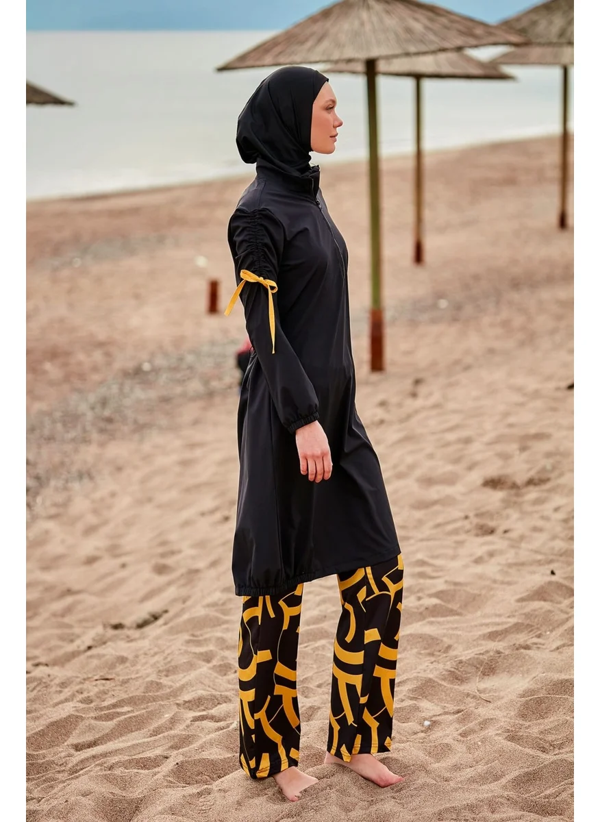 مارينا Parachute Fabric Black Fully Covered Hijab Swimsuit M2431