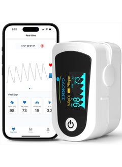 2024 Innovo iP900B Bluetooth Premium Fingertip Pulse Oximeter Blood Oxygen Saturation Monitor with Plethysmograph and Perfusion Index (White)