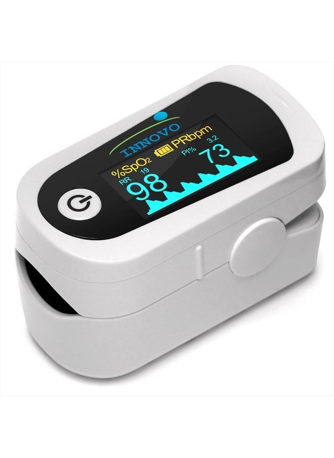 Innovo - 2024 Innovo iP900B Bluetooth Premium Fingertip Pulse Oximeter Blood Oxygen Saturation Monitor with Plethysmograph and Perfusion Index (White) - Image 1
