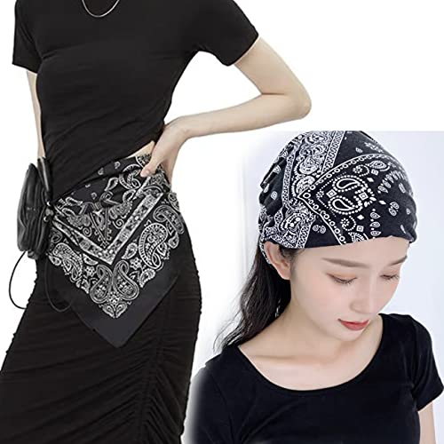 monochef 4 قطع وشاح حرير شعور مربع ساتان وشاح رأس للنساء لفات وشاح الرأس وشريط الشعر، 26.5×26.5 بوصة - Image 5