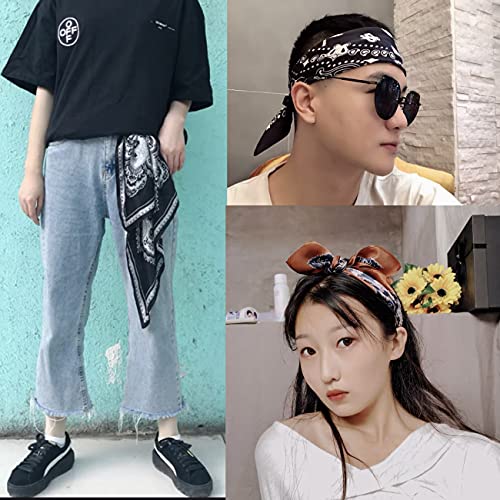 monochef 4 قطع وشاح حرير شعور مربع ساتان وشاح رأس للنساء لفات وشاح الرأس وشريط الشعر، 26.5×26.5 بوصة - Image 4