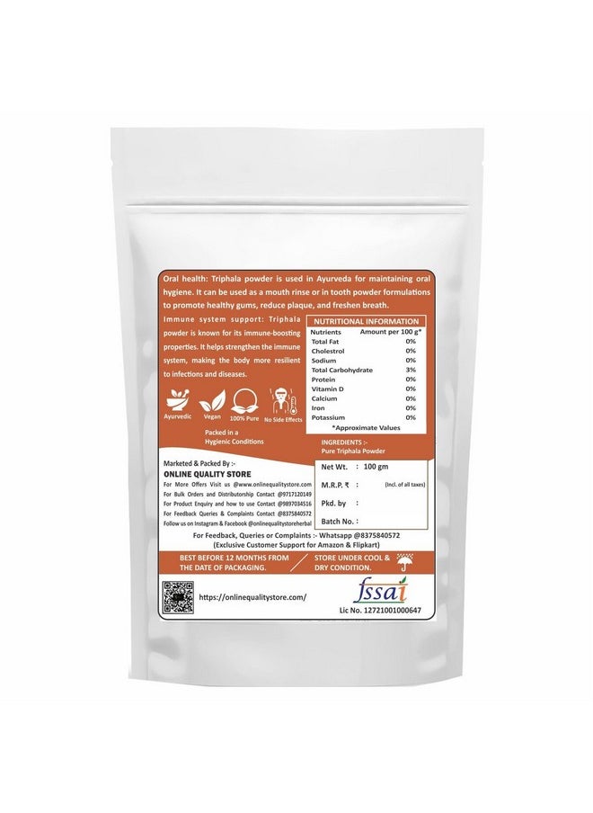 Online Quality Store Triphala Powder - 100G For Eating, Hair And Skin, Churna Powder Of Amla, Behada, Harada  - Image 2