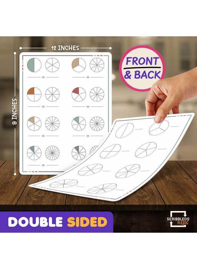Scribbledo Fraction Manipulatives 9”X12” Small White Board Dry Erase Sheets Math Manipulatives 1St Grade Students 2Nd Grade Fractions Homeschool Supplies Teacher Classroom Pack Of 10 Sheets  - Image 2