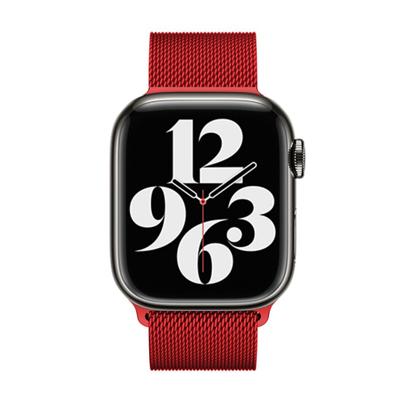 إيروريكس لساعة Apple Watch Series 38 مم سوار ميلانو من الفولاذ المقاوم للصدأ مع فيلم منحني ثلاثي الأبعاد (أحمر) - Image 3