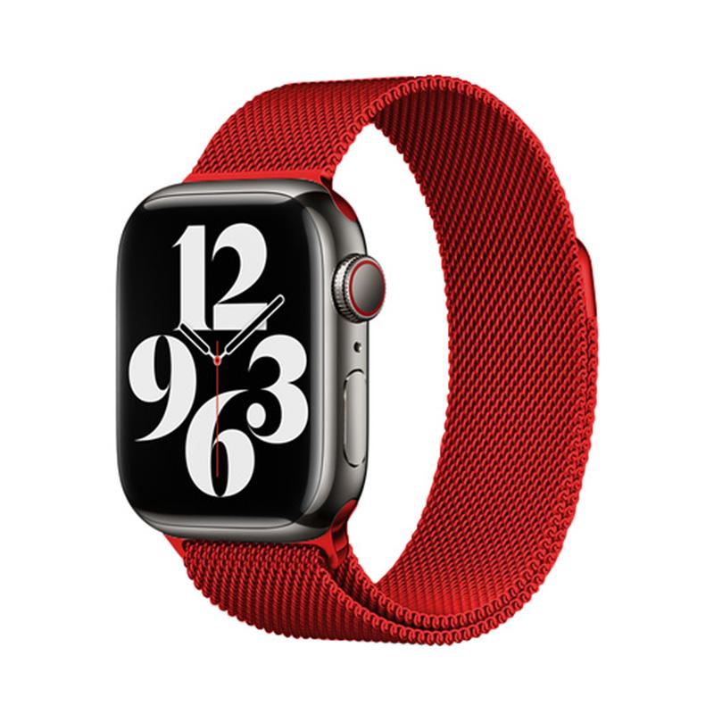 إيروريكس لساعة Apple Watch Series 38 مم سوار ميلانو من الفولاذ المقاوم للصدأ مع فيلم منحني ثلاثي الأبعاد (أحمر) - Image 2