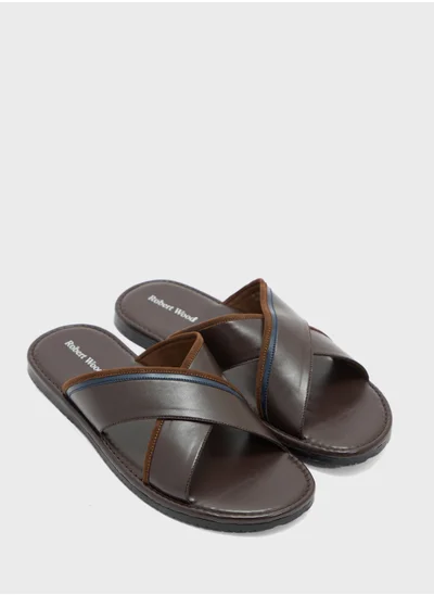 Robert Wood Webbing Detail Cross Strap Sandals