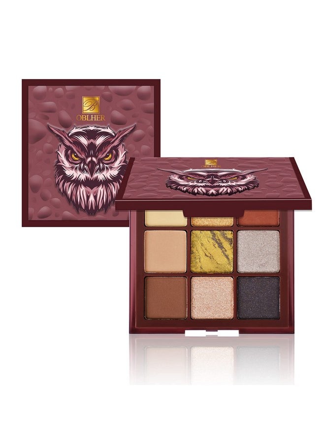 OBLHER B - Eyeshadow Palette 9 Color Pearl Cream Makeup Pallet Matte Velvet Texture, Natural Earth Tone Eye Shadow Suitable For Rock Style Smoky Makeup 0.29Oz E95261 - Image 1