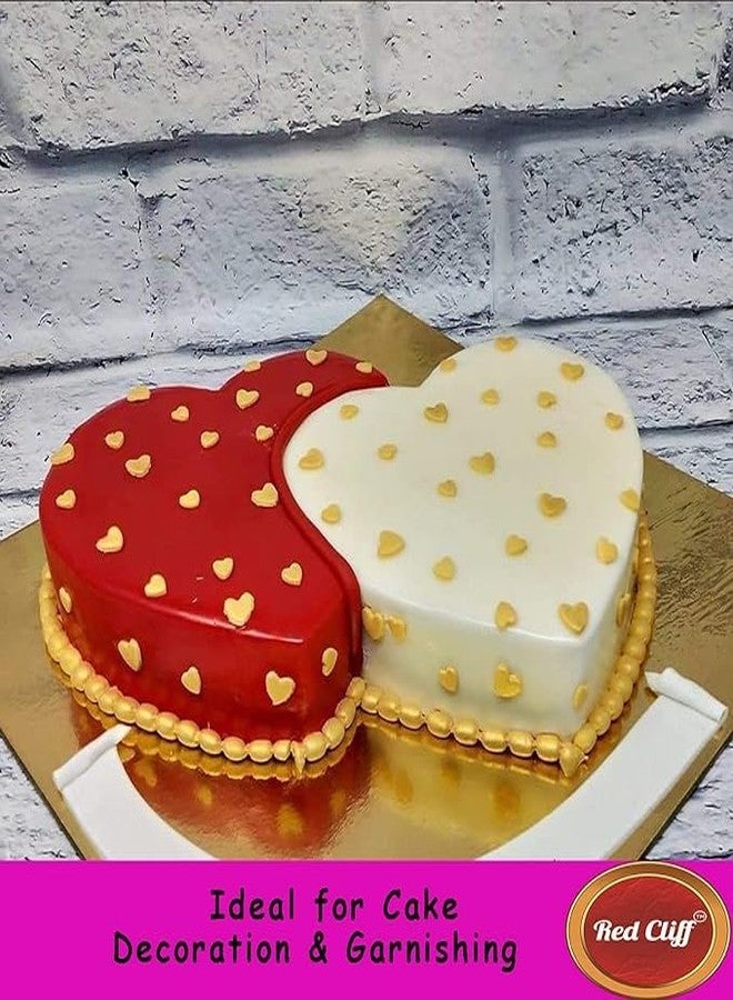 RED CLIFF Edible Golden+Red Heart Shape Sprinkles | Metallic Dessert Toppings for Cakes, Cupcakes, Ice Cream & Sweets | Edible Decorative Sugar Hearts | Ideal for Baking & Festive Garnishing | 100gx2 | Pack of 2 - Image 4
