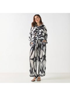 2Xtremz 2Xtremz All-Over Print Plisse Wide Leg Pants with Pockets  - Image 2