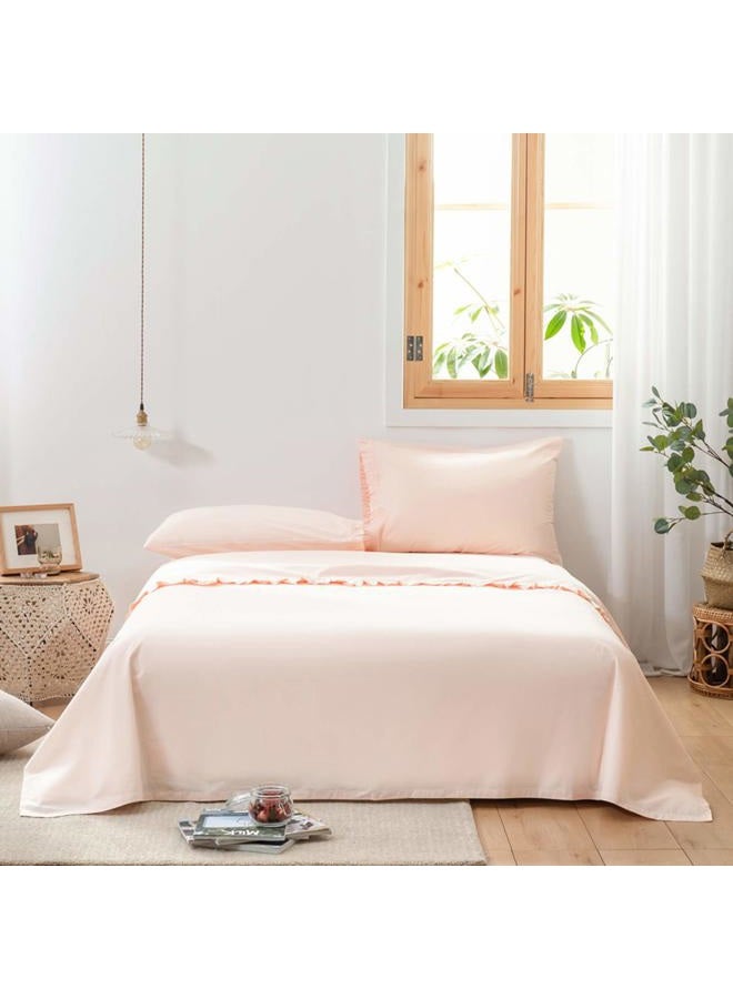 Simple&Opulence 100% Cotton Bed Sheet Set-4 Piece-Premium Quality,Crisp,Girls Bedding -Twin Size Sheet Set with Fitted Sheet with 15" Deep Pocket,1 Flat Sheet and 1 Ruffled Pillow Case(Blush Pink) - Image 2