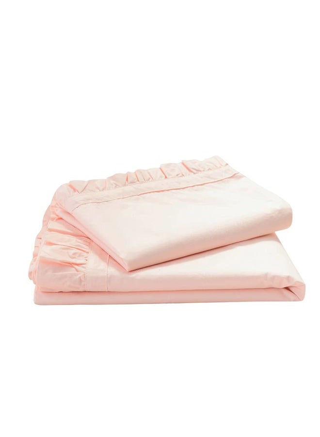 Simple&Opulence 100% Cotton Bed Sheet Set-4 Piece-Premium Quality,Crisp,Girls Bedding -Twin Size Sheet Set with Fitted Sheet with 15" Deep Pocket,1 Flat Sheet and 1 Ruffled Pillow Case(Blush Pink) - Image 1