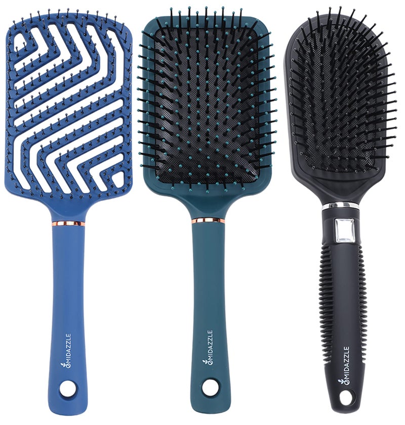 Omidazzle Midazzle Premium 3D & Paddle Hair Brush for Men & Women - Pack of 3 - Image 1