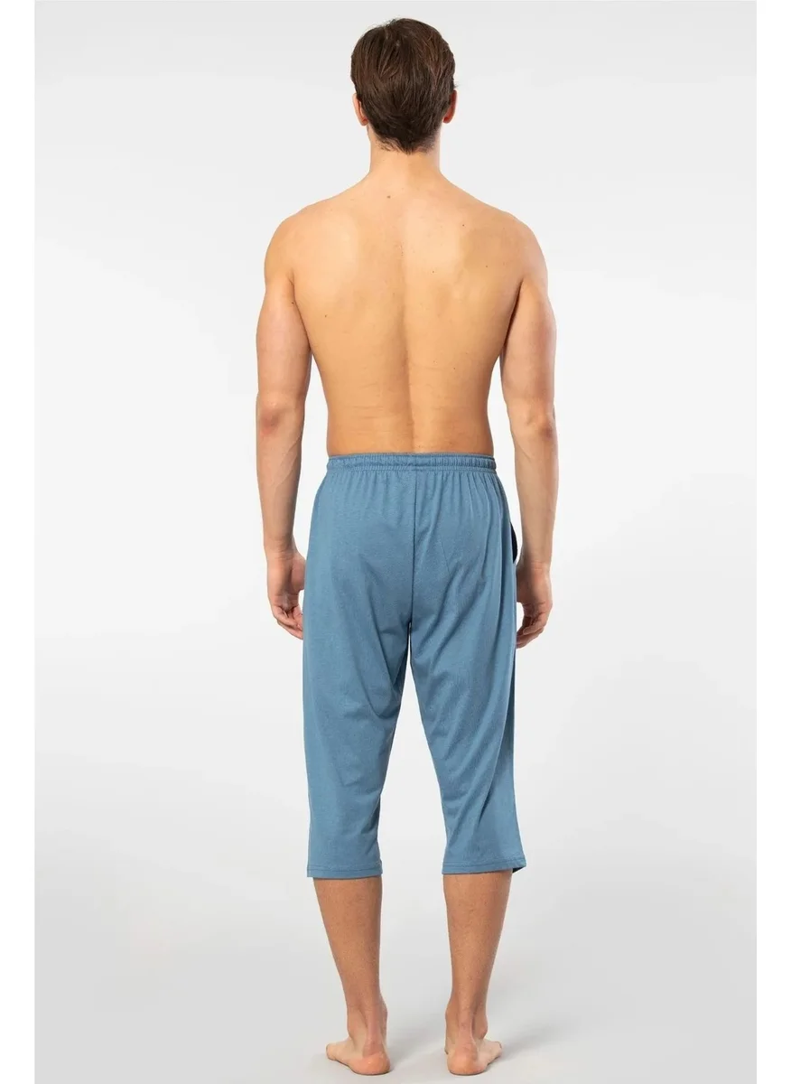 cacharel 2233 Men's Modal Single Capri Pajama Bottom-Indigo