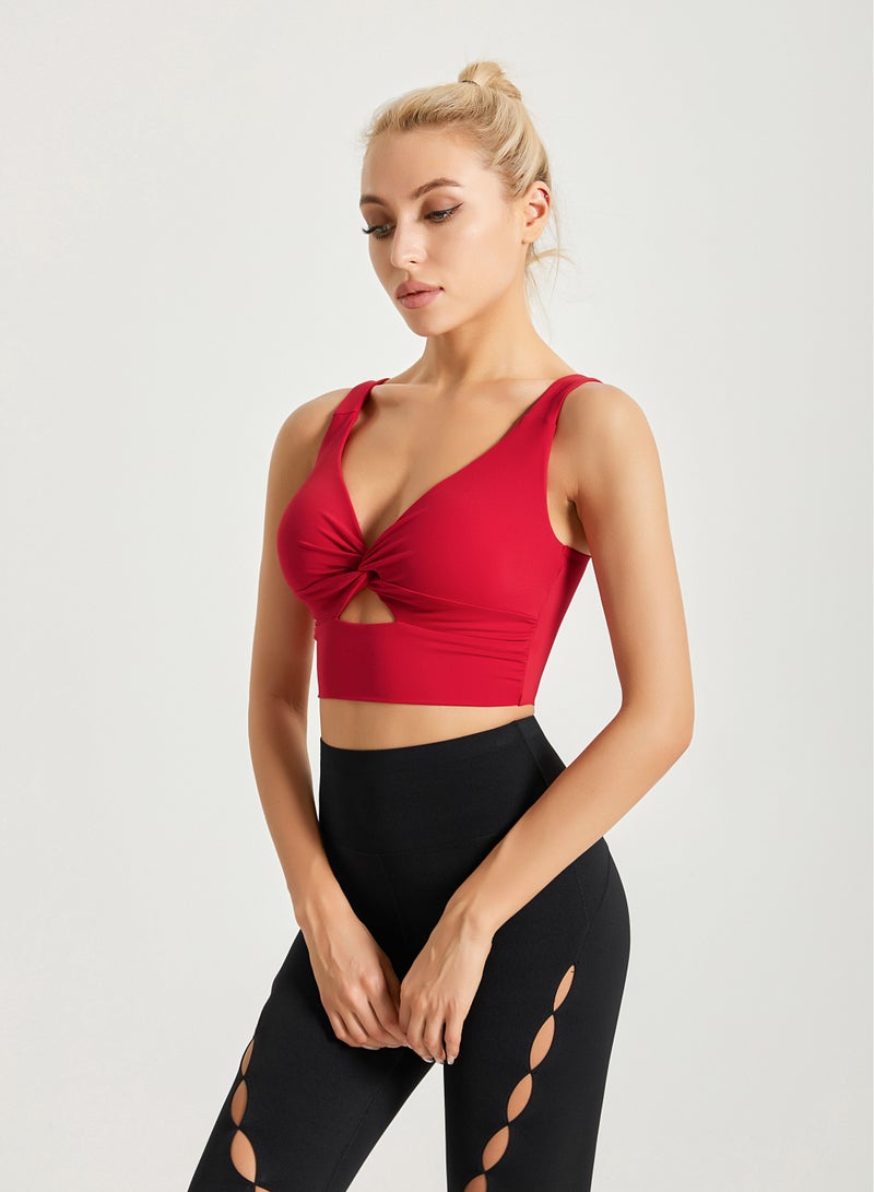 Loquat Women Quick Dry Breathable Yoga Bra Red  - Image 1